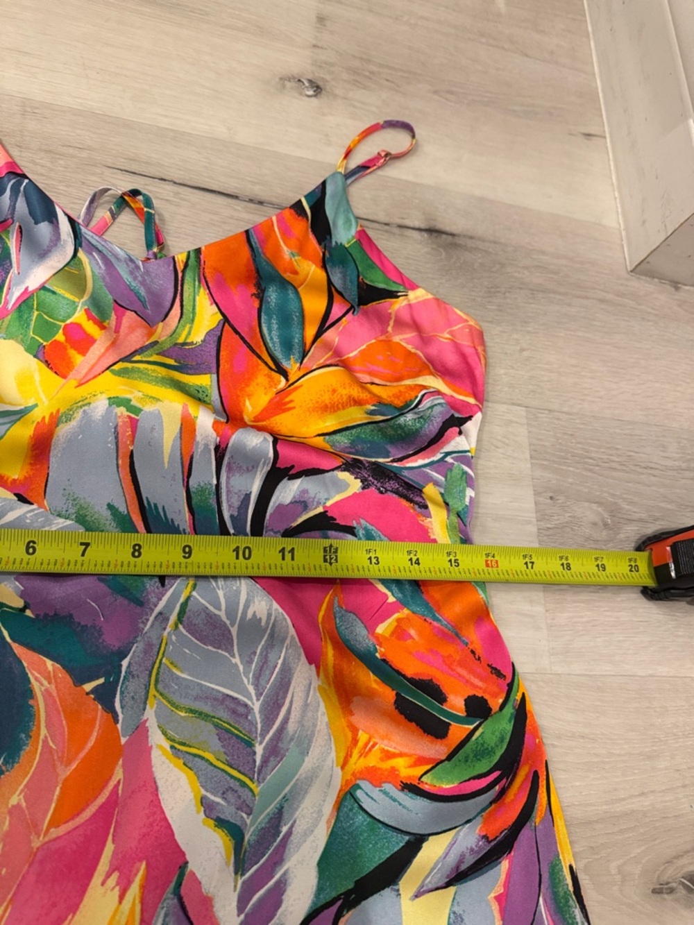 Nicole Miller Tropical Slip Maxi Dress in Pink, Orange, Yellow, Green, Blue - Picture 10 of 11